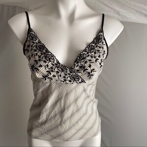 Express Y2K black and cream sequin adjustable strap camisole top